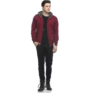 Sophisticated Kids Lambency Men Maroon Solid Long Sleeve Hooded Casual Sweatshirt 2025 at ShopCi