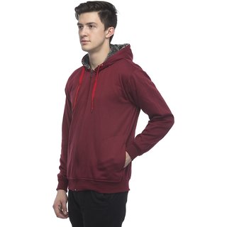 Sophisticated Kids Lambency Men Maroon Solid Long Sleeve Hooded Casual Sweatshirt 2025 at ShopCi