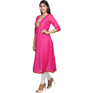YES TEn Cotton Printed Anarkali  kurti (Pink)