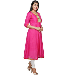 YES TEn Cotton Printed Anarkali  kurti (Pink)