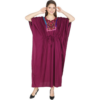 Ukal Women Summer Fashion Rayon Long Maxi Loose Kaftan Nightwear Dress Nightgown (Free Size)