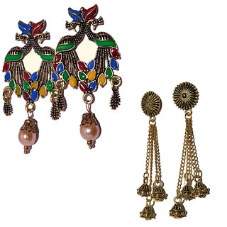 Earring brass plating alloy steel for girls (pack of 2) - Earrings | Buy online on ZillyBuy