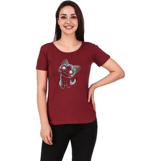 designer cotton t shirt for girls women maroon