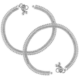 Vighnaharta Traditional White Metal Anklets Payal Pair for Women Girls  [VFJ1001PYL] - Anklets | Buy online on ZillyBuy