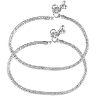 Vighnaharta Traditional White Metal Anklets Payal Pair for Women Girls  [VFJ1002PYL] - Anklets | Buy online on ZillyBuy