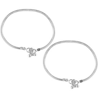 Vighnaharta Traditional White Metal Anklets Payal Pair for Women Girls  [VFJ1003PYL] - Anklets | Buy online on ZillyBuy
