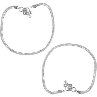 Vighnaharta Traditional White Metal Anklets Payal Pair for Women Girls  [VFJ1004PYL] - Anklets | Buy online on ZillyBuy