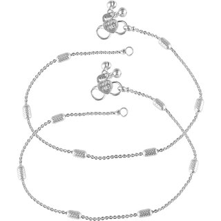 Vighnaharta Traditional White Metal Anklets Payal Pair for Women Girls  [VFJ1005PYL] - Anklets | Buy online on ZillyBuy