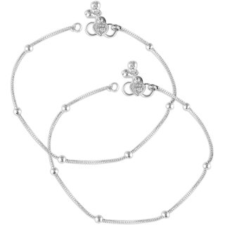 Vighnaharta Traditional White Metal Anklets Payal Pair for Women Girls  [VFJ1009PYL] - Anklets | Buy online on ZillyBuy