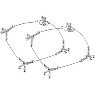 Vighnaharta Traditional White Metal Anklets Payal Pair for Women Girls  [VFJ1011PYL] - Anklets | Buy online on ZillyBuy