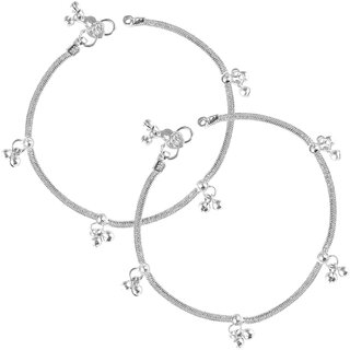 Vighnaharta Traditional White Metal Anklets Payal Pair for Women Girls  [VFJ1012PYL] - Anklets | Buy online on ZillyBuy