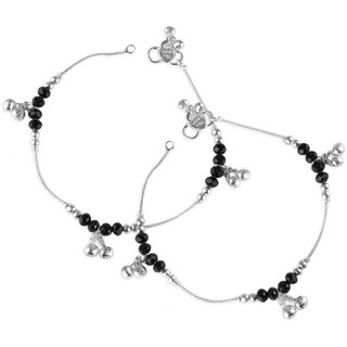 Vighnaharta Traditional White /Black Metal Anklets Payal Pair for Women Girls  [VFJ1014PYL] - Anklets | Buy online on ZillyBuy