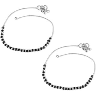 Vighnaharta Traditional White /Black Metal Anklets Payal Pair for Women Girls  [VFJ1016PYL] - Anklets | Buy online on ZillyBuy