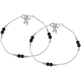 Vighnaharta Traditional White /Black Metal Anklets Payal Pair for Women Girls  [VFJ1017PYL] - Anklets | Buy online on ZillyBuy