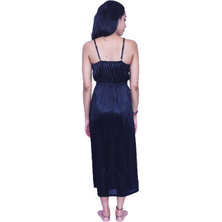 Nivcy Women Fashion Solid Satin Nightwear Black