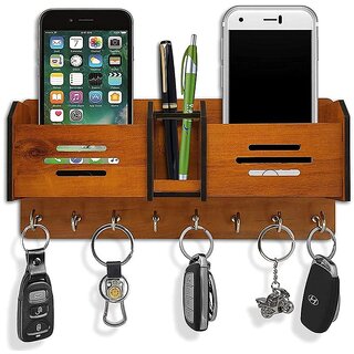 Morex Line Design Wooden Key Holder with Storage Box