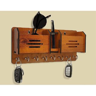 Morex Line Design Wooden Key Holder with Storage Box