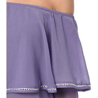 Affordable Women Purys Women Purple Solid Off Shoulder Top 2025 at ShopCircuit | ONDC