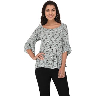 Elegant Women Purys Women Green Floral Regular Top 2025 at ShopCircuit | ONDC