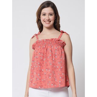Top Women PURYS Women Pink Printed Regular Top 2025 at ShopCircuit | ONDC
