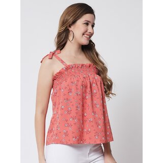 Top Women PURYS Women Pink Printed Regular Top 2025 at ShopCircuit | ONDC