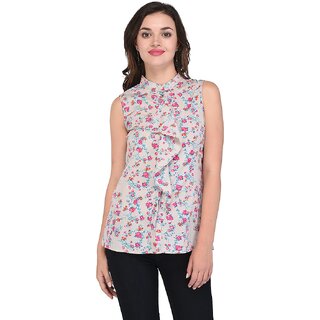 Top Women Purys Women Grey Printed Regular Top 2025 at ShopCircuit | ONDC