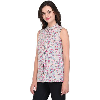 Top Women Purys Women Grey Printed Regular Top 2025 at ShopCircuit | ONDC