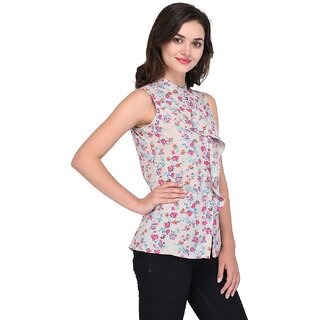 Top Women Purys Women Grey Printed Regular Top 2025 at ShopCircuit | ONDC