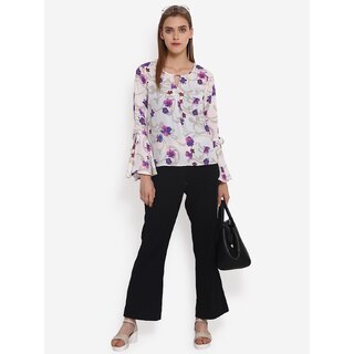 Stylish Women Purys Women White Floral Regular Top 2025 at ShopCircuit | ONDC