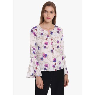 Stylish Women Purys Women White Floral Regular Top 2025 at ShopCircuit | ONDC