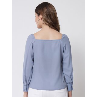 Modern Women PURYS Women Blue Solid Regular Top 2025 at ShopCircuit | ONDC