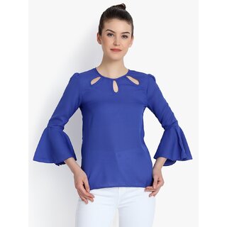 Sophisticated Women Purys Women Blue Printed Basic Top 2025 at ShopCircuit | ONDC