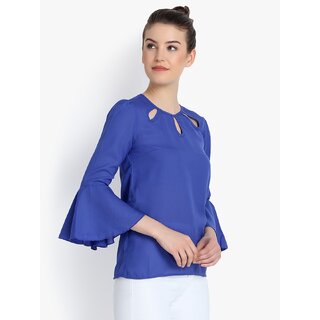 Sophisticated Women Purys Women Blue Printed Basic Top 2025 at ShopCircuit | ONDC