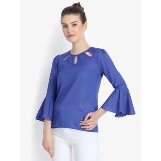 Sophisticated Women Purys Women Blue Printed Basic Top 2025 at ShopCircuit | ONDC