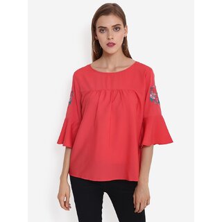 Elegant Women Purys Women Pink Solid Regular Top 2025 at ShopCircuit | ONDC
