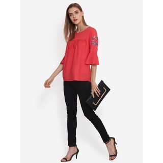 Elegant Women Purys Women Pink Solid Regular Top 2025 at ShopCircuit | ONDC