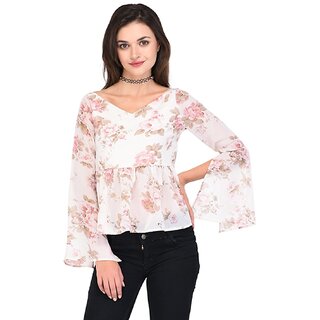 Exclusive Women Purys Women White Floral Regular Top 2025 at ShopCircuit | ONDC