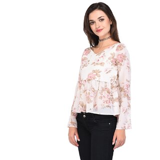 Exclusive Women Purys Women White Floral Regular Top 2025 at ShopCircuit | ONDC