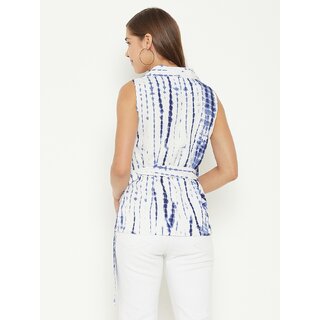 Best Women PURYS Women White Tie-Dye Wrap Top 2025 at ShopCircuit | ONDC