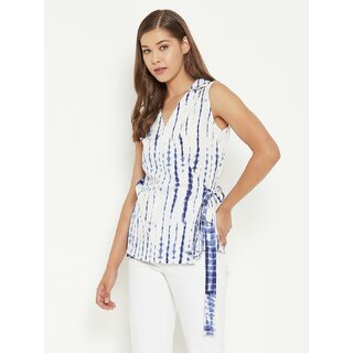 Best Women PURYS Women White Tie-Dye Wrap Top 2025 at ShopCircuit | ONDC