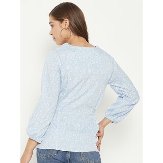 New Women PURYS Women Blue Printed Regular Top 2025 at ShopCircuit | ONDC