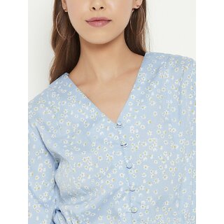 New Women PURYS Women Blue Printed Regular Top 2025 at ShopCircuit | ONDC