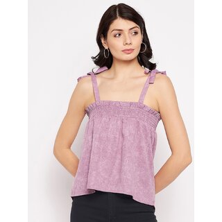 Elegant Women PURYS Women Purple Solid Basic Top 2025 at ShopCircuit | ONDC