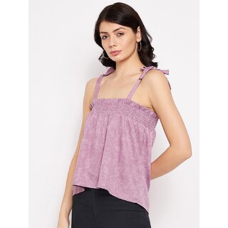 Elegant Women PURYS Women Purple Solid Basic Top 2025 at ShopCircuit | ONDC