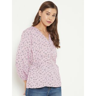 Latest Women PURYS Women Pink Printed Regular Top 2025 at ShopCircuit | ONDC