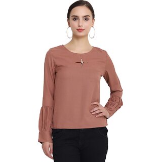 New Women Purys Women Brown Solid Regular Top 2025 at ShopCircuit | ONDC