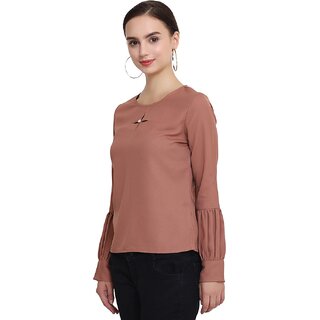 New Women Purys Women Brown Solid Regular Top 2025 at ShopCircuit | ONDC