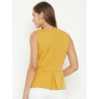 Trendy Women PURYS Women Yellow Solid Wrap Top 2025 at ShopCircuit | ONDC