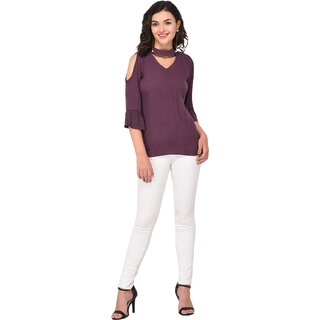 Chic Women Purys Women Purple Solid Regular Top 2025 at ShopCircuit | ONDC