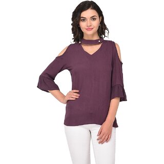 Chic Women Purys Women Purple Solid Regular Top 2025 at ShopCircuit | ONDC